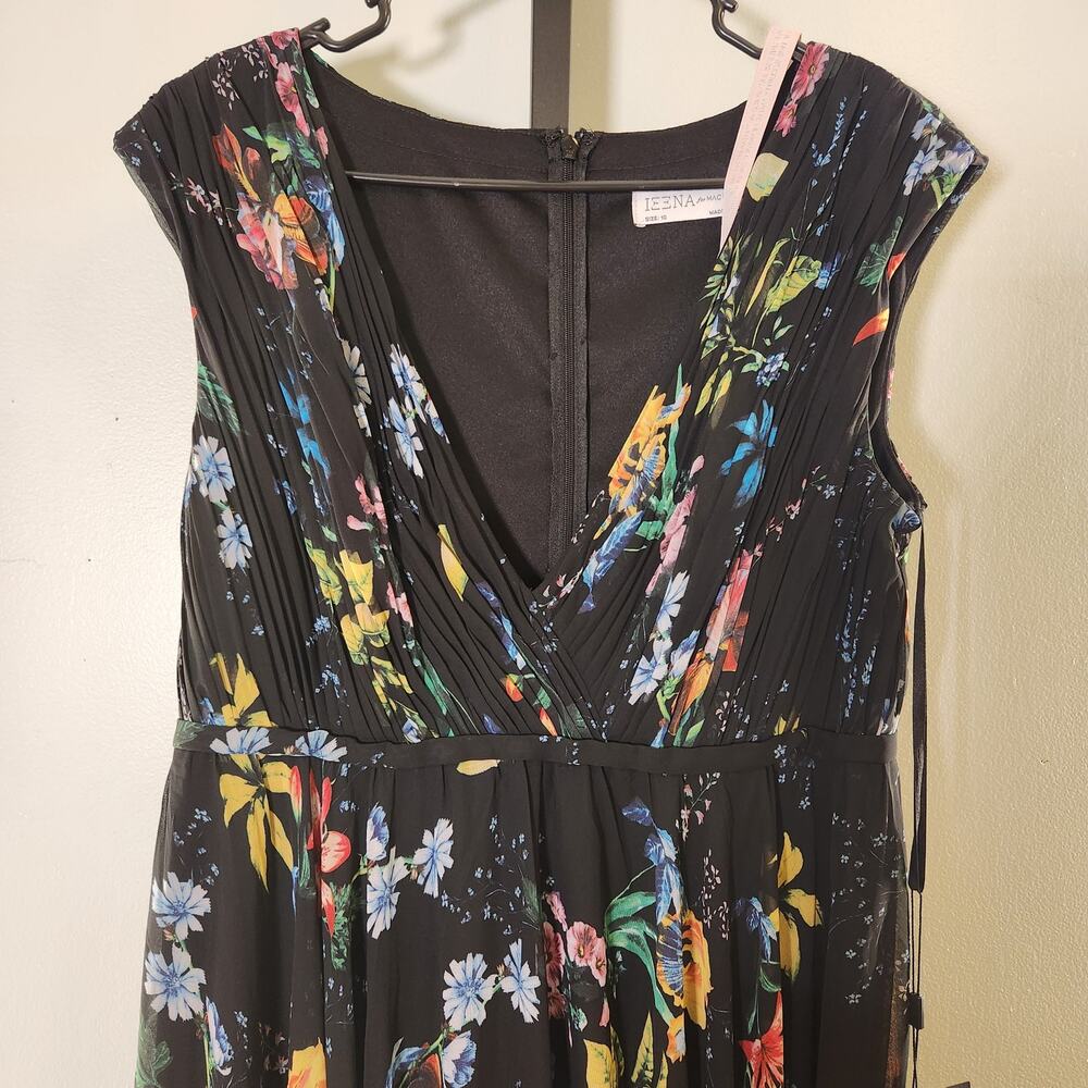 IEENA for MAC DUGGAL NWT Pleated Floral A-Line Black Gown, Size 10 - Picture 6 of 14